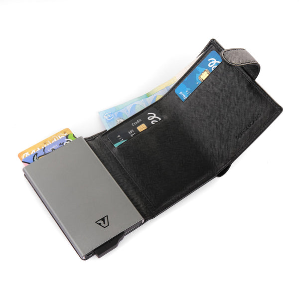 IRON CREDIT CARD HOLDER WITH CASH HOLDER AND POCKET FOR COINS