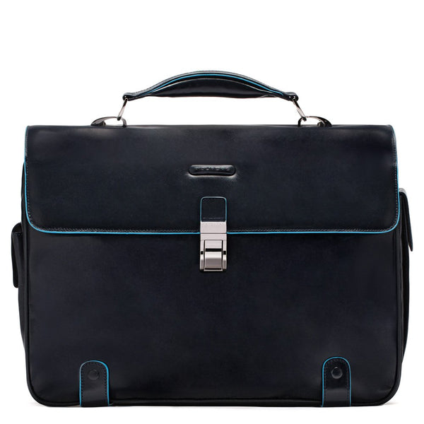 Computer briefcase with iPad/iPad®Air compt., 2 dividers, exterior pockets for pen and umbrella Blue Square
