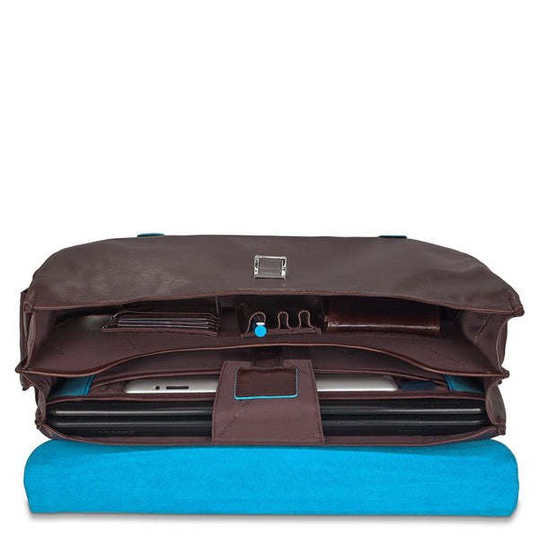 Computer briefcase with iPad/iPad®Air compt., 2 dividers, exterior pockets for pen and umbrella Blue Square
