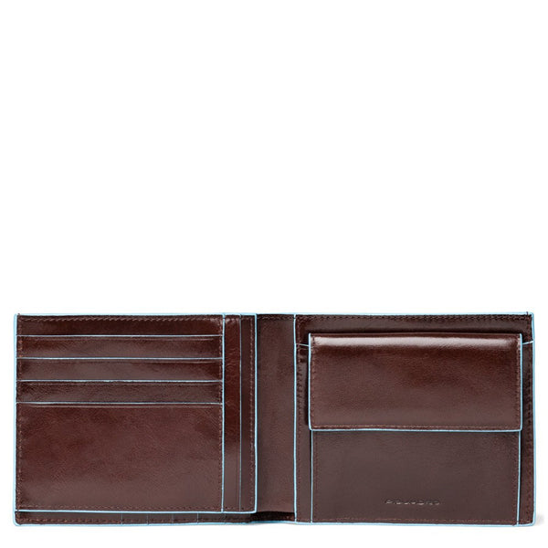 Men's wallet with coin case and document holder Blue Square
