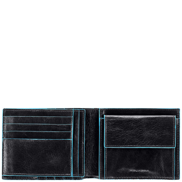 Men's wallet with coin case and document holder Blue Square
